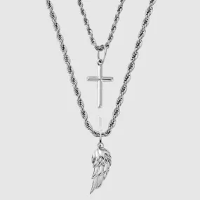 Wing x Cross Set (Silver)