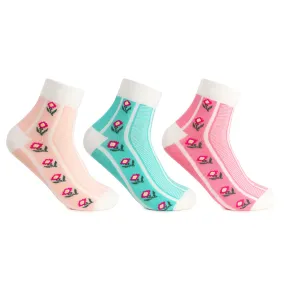 Women's Floral Designs Cotton Fashion Socks - Pack Of 3