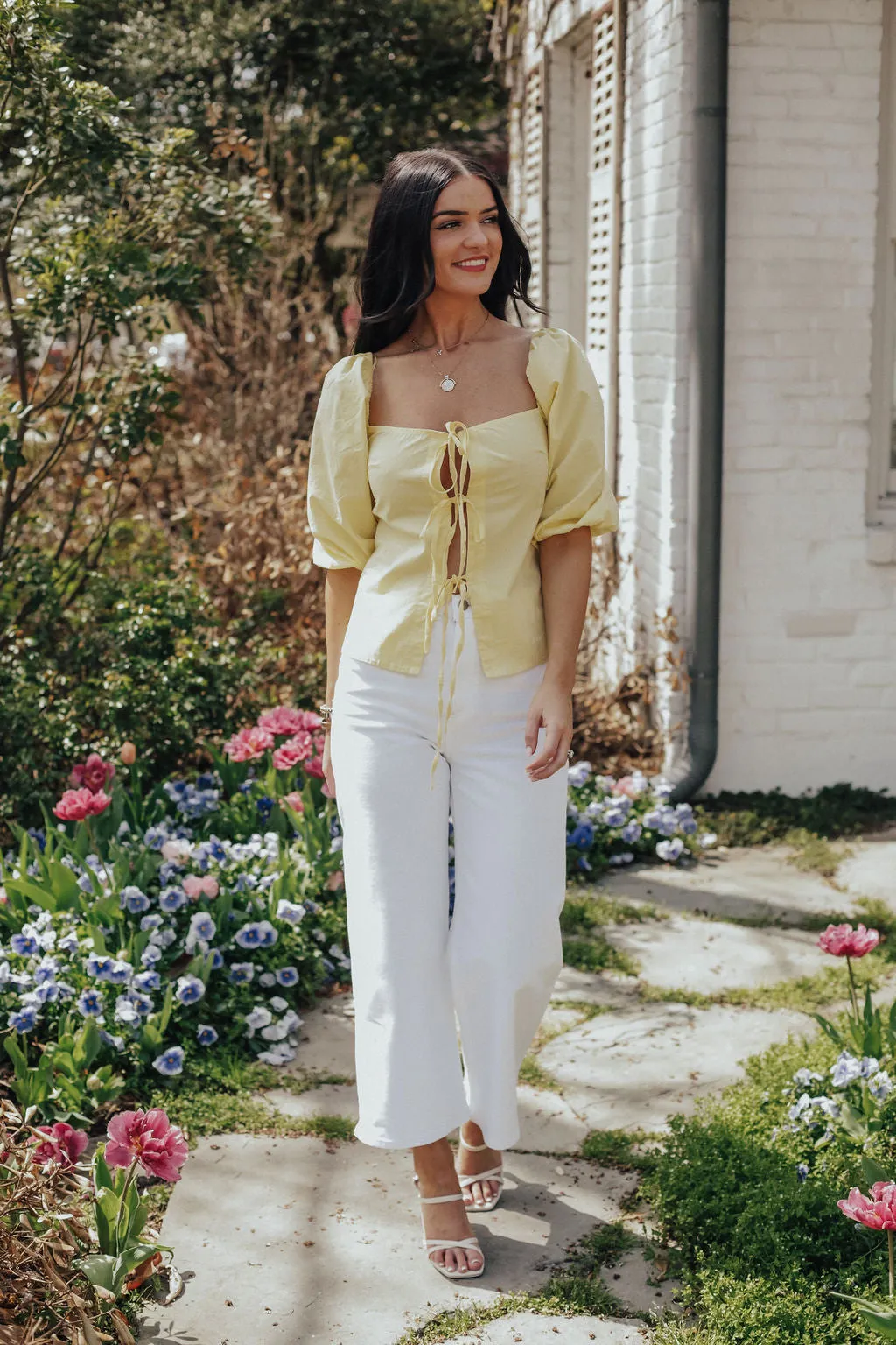 Yellow Front Tie Top